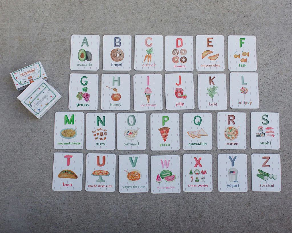 Packadoo Alphabet Cards for Kids: Food Edition